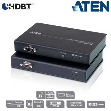 Aten CE620 - Extensor KVM USB-DVI (100m), HDBaseT 2.0, USB Perif 