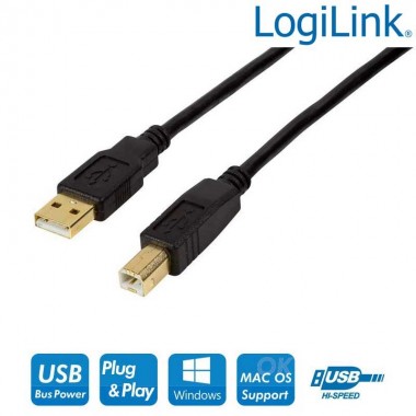 Logilink UA0266 - Cable Activo USB 2.0 A-B Negro  (20m) | Marlex Conexion
