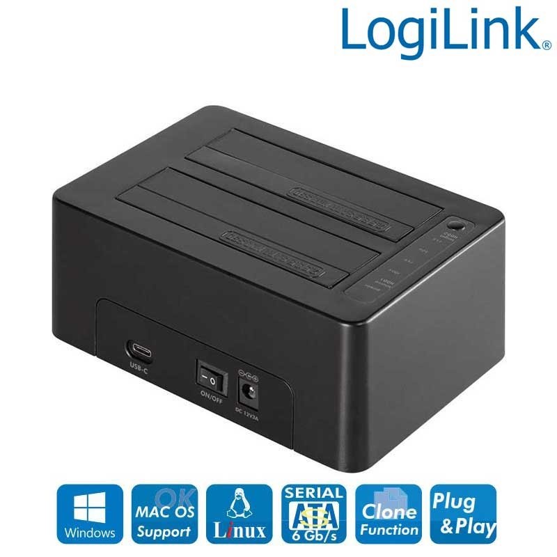 Logilink QP0028 - Docking Station  USB 3.1 Gen2 DualSATA, Clone función