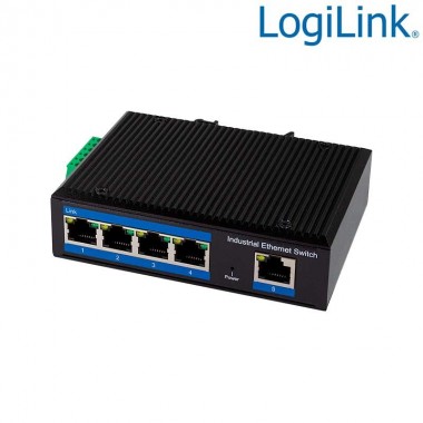 Logilink NS202P - Switch Industrial Gigabit PoE de 5 puertos 10/100/1000