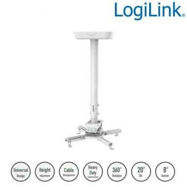 Logilink BP0157 - Soporte de Techo para Video Proyector, 35Kg, 595-895mm, Blanco