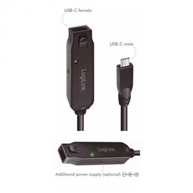 Logilink UA0418 - 5m Cable Amplificador USB 3.2 (Gen2) 10 Gbps, USB C - USB C