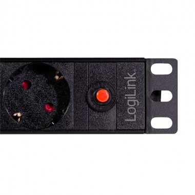 Logilink PDU8C02 - Regleta de alimentación Rack 19" de 8 tomas, 2 USB, Protegida, sin interruptor