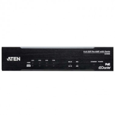 Aten AD400E - Preamplificador Mic/Line de 4 canales con DSP y salida Dante