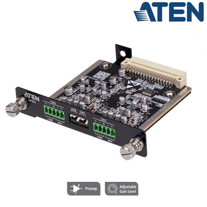 Aten AP902 - Tarjeta de expansión preamplificador de línea/micrófono de 2 canales para la serie AP