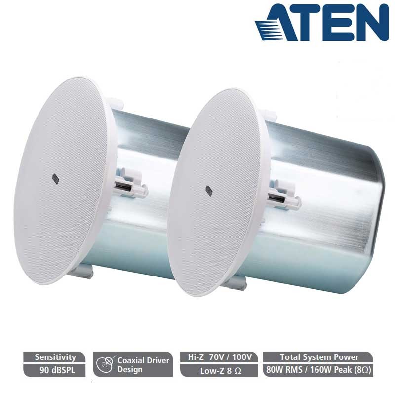 Aten AS108 - Altavoces de techo coaxial de 8"