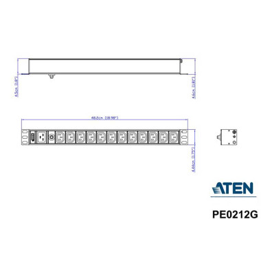Aten PE0212G - PDU Básica 1U de 12 Tomas C13, con protección sobretensiión, 16A
