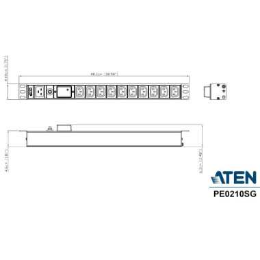 Aten PE0210SG - PDU Básica 1U de 10 Tomas C13, con protección sobretensión,16A