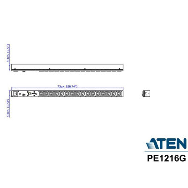 Aten PE1216G - PDU de 16 Tomas C13 con medidor, 0U, 16A, compatible IP