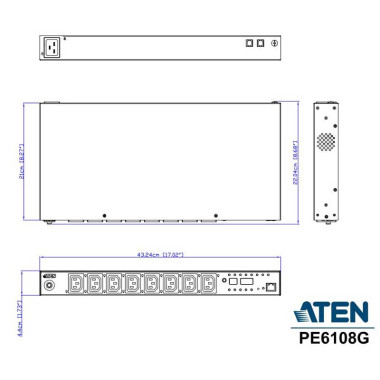 Aten PE6108G - PDU eco 1U de 8 Tomas C13, 10A | Marlex Conexion
