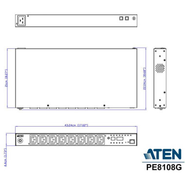 Aten PE8102G - PDU eco 1U de 8 Tomas C13, 10A | Marlex Conexion