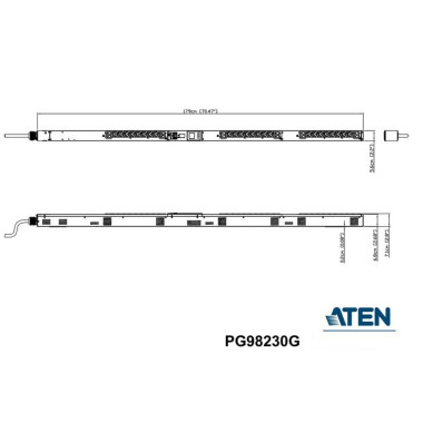 Aten PG98230G - PDU inteligente trifásica de 24 Tomas C13 y 6 C19, 0U con conexión en cascada, 16A