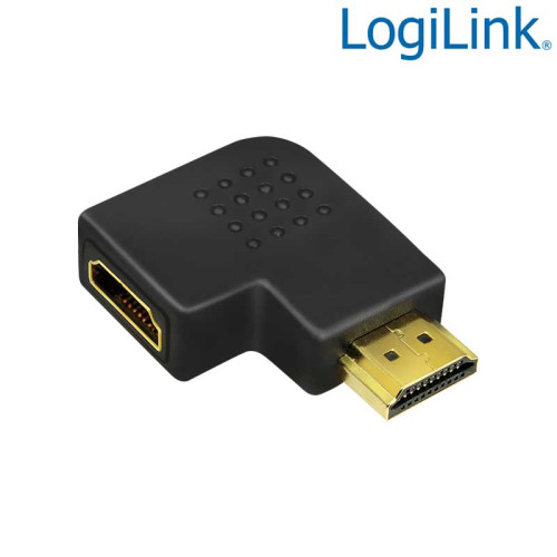 Logilink AH0008 - Adaptador HDMI tipo A (19p) Macho-Hembra en Ángulo de 90º , Plano
