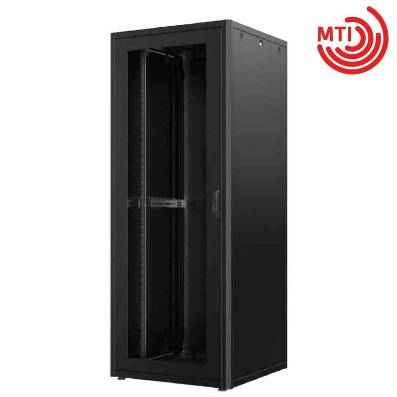 MTI RTN4288CL1 - Armario Rack 19" 42U A800 F800 puerta frontal cristal, posterior  metálica doble, Color negro