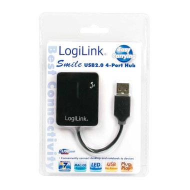 Logilink UA0139 - Hub USB 2.0 de 4 Puertos Negro ''Smile '' | Marlex Conexion