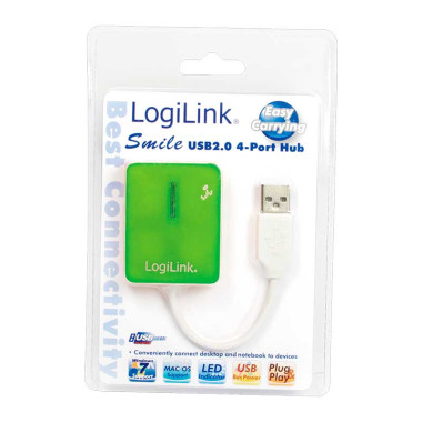 Logilink UA0138 - Hub USB 2.0 de 4 Puertos Verde ''Smile '' | Marlex Conexion