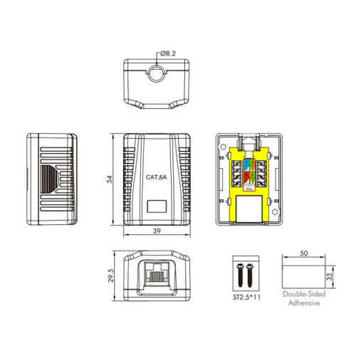 Logilink NP0096 - Caja de superficie 1 Conector RJ45 Cat. 6A apantallado