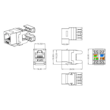 Logilink NK4005 - Conector Hembra RJ45 UTP Cat.6 Keystone 180º | Marlex Conexion