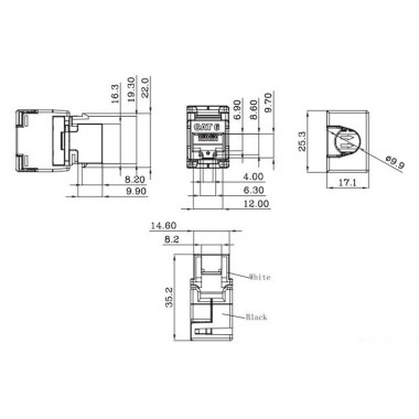 Logilink NK4007 - Conector Hembra RJ45 UTP Cat.6 Keystone 180º | Marlex Conexion