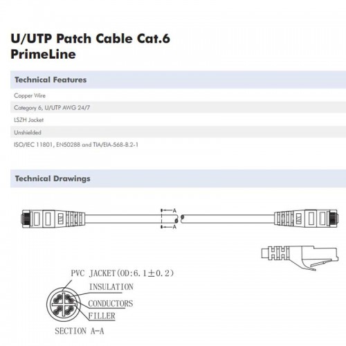 Logilink CQ2092U - Cable de Red RJ45 Cat. 6 U/UTP LSZH COBRE Gris de 10m 