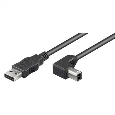 Cable USB 2.0 A-B Acodado de 0.5m, Negro | Marlex Conexion