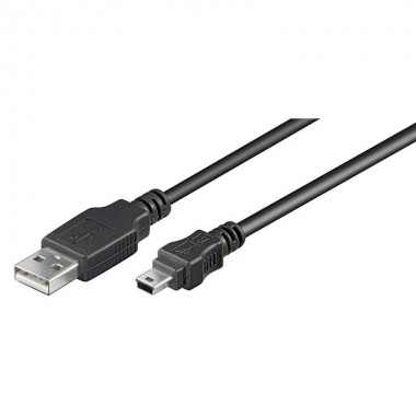 Cable USB 2.0 A-MINI B 5pins de 0,30m,  Negro | Marlex Conexion