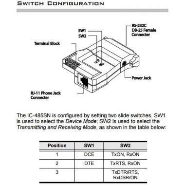 Aten IC485SN - Conversor Serie RS232 - 422/485 (Sin Alimentador)