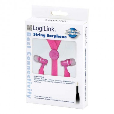 Logilink HS0026 - Auriculares "String" in-ear con microfono Rosa | Marlex Conexion