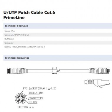 Logilink CQ2081U - Cable de Red RJ45 Cat. 6 U/UTP LSZH COBRE Blanco de 7.5m