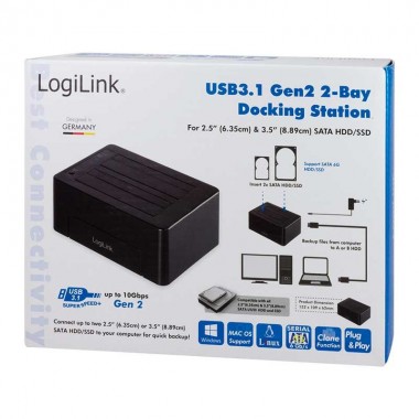 Logilink QP0028 - Docking Station  USB 3.1 Gen2 DualSATA, Clone función