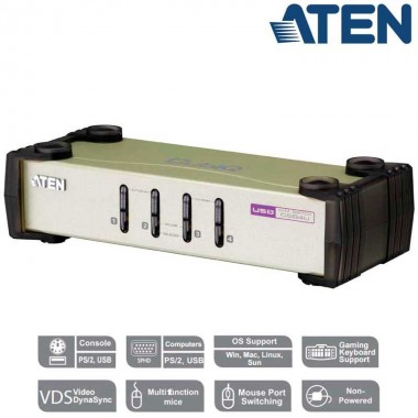 Aten CS84U - Conmutador KVM de 4 Puertos USB PS/2 VGA