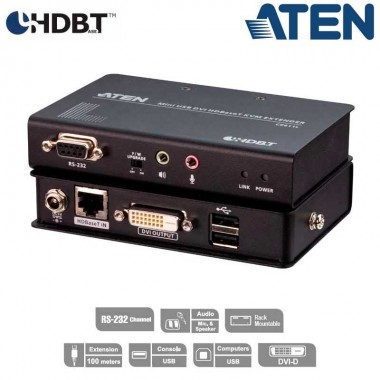 Aten CE611 - Extensor KVM USB-DVI (100m), HDBaseT, USB Perifericos