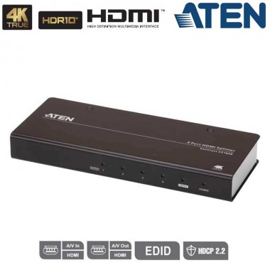 Aten VS184B - Splitter HDMI 2.0 4K real de 4 puertos