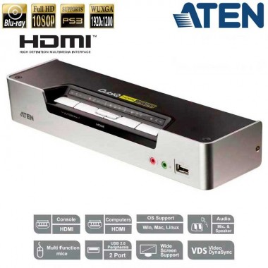 Aten CS1794 - KVM de 4 Puertos USB HDMI con Audio y Hub USB 2.0