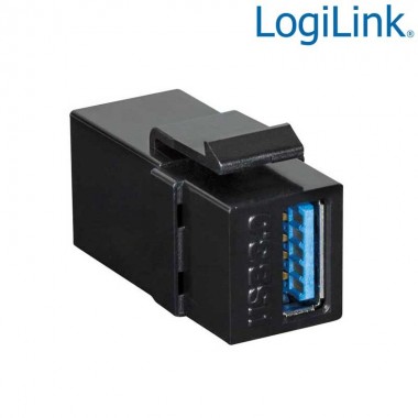 Logilink NK0015B | Acoplador Keystone en linea USB3.0. A-A Hembra