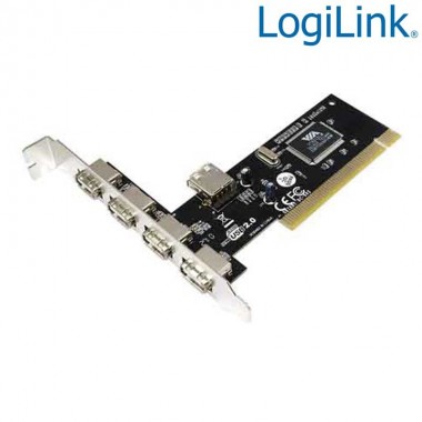 Logilink PC0028 - Tarjeta PCI USB 2.0 de 4 puertos Externo y 1 Interno