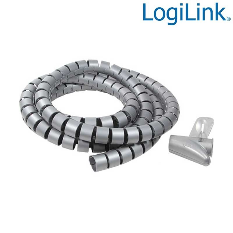 Logilink KAB0013 - Cubre Cables Spiral Wrapp, 2500 x 25mm, Plateado