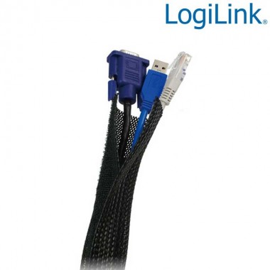 Logilink KAB0006 | Cubre Cable FlexWrap, Diametro 32mm, 1,8m, Negro | Marlex Conexion