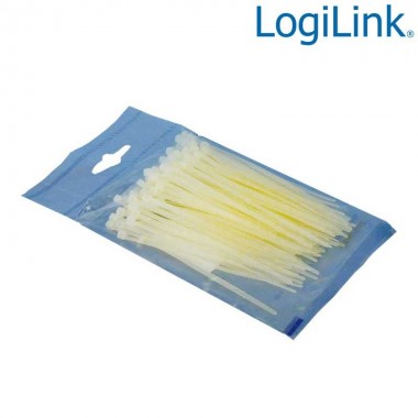 Logilink KAB0003 - Bridas Blancas 200mm x 2,5mm, 100 unidades | Marlex Conexion