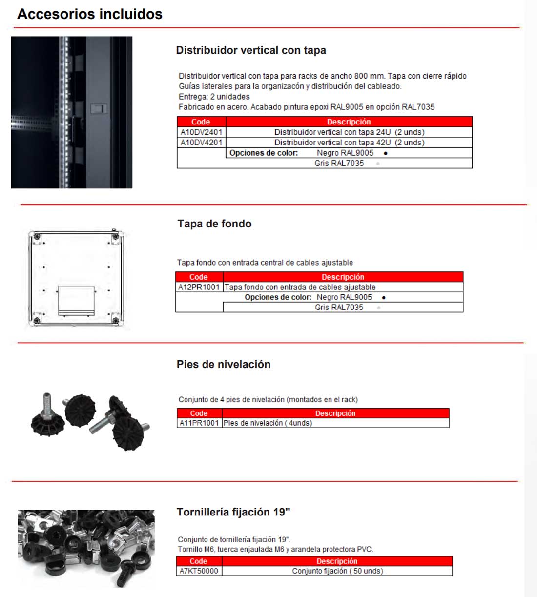 Despiece armarios rack 19" A800 de MTI en Marlex Conexion